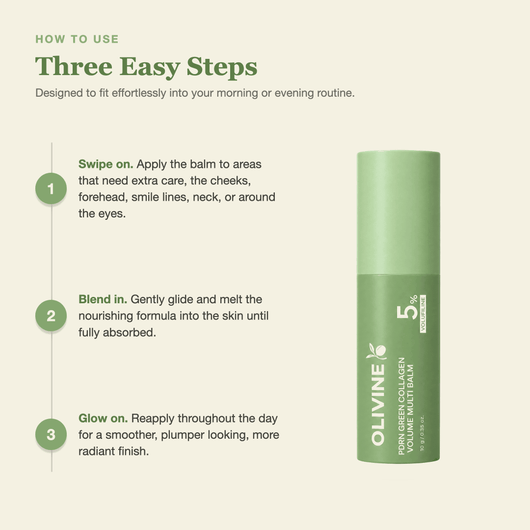 How to use the Olivine PDRN Green Collagen Volume Multi Balm in three easy steps