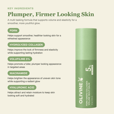 Olivine PDRN Green Collagen Volume Multi Balm key ingredients for plumper firmer looking skin
