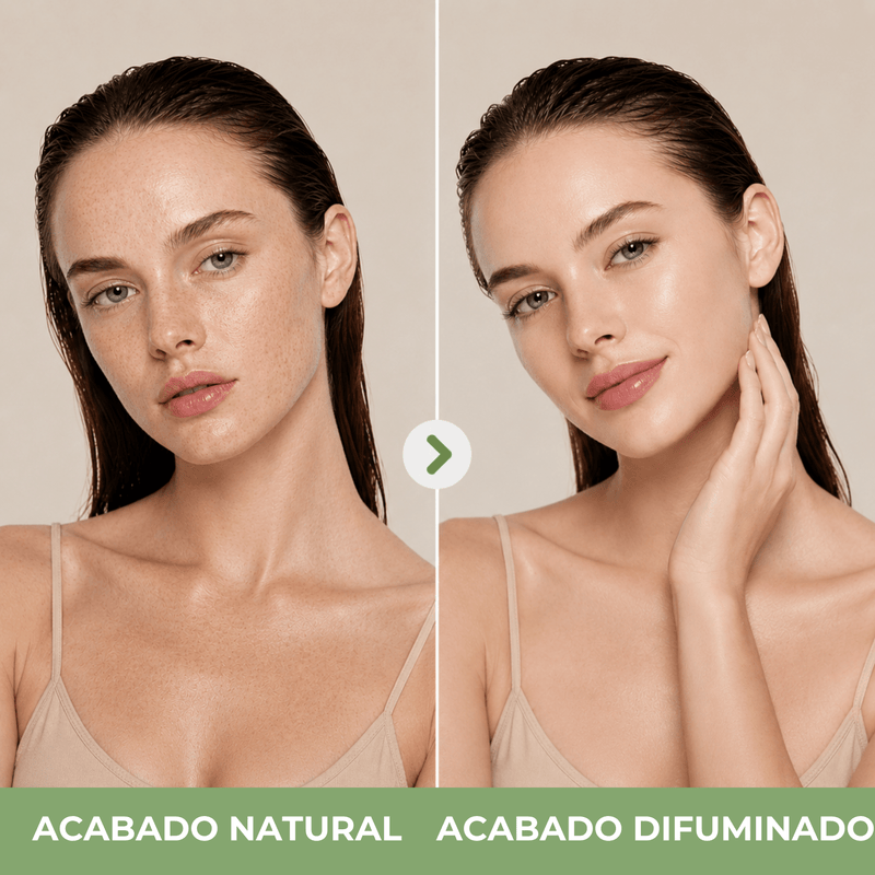 Comparación entre acabado natural y acabado difuminado con EADEM Sunsuede SPF 50