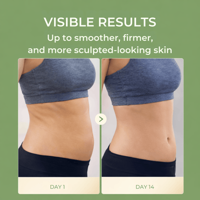 Before and after results showing smoother and firmer looking skin after consistent use