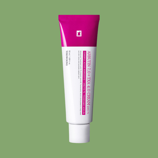 Olivine Beauty Arbutin 7.0 and TXA 4.0 brightening cream product packaging.