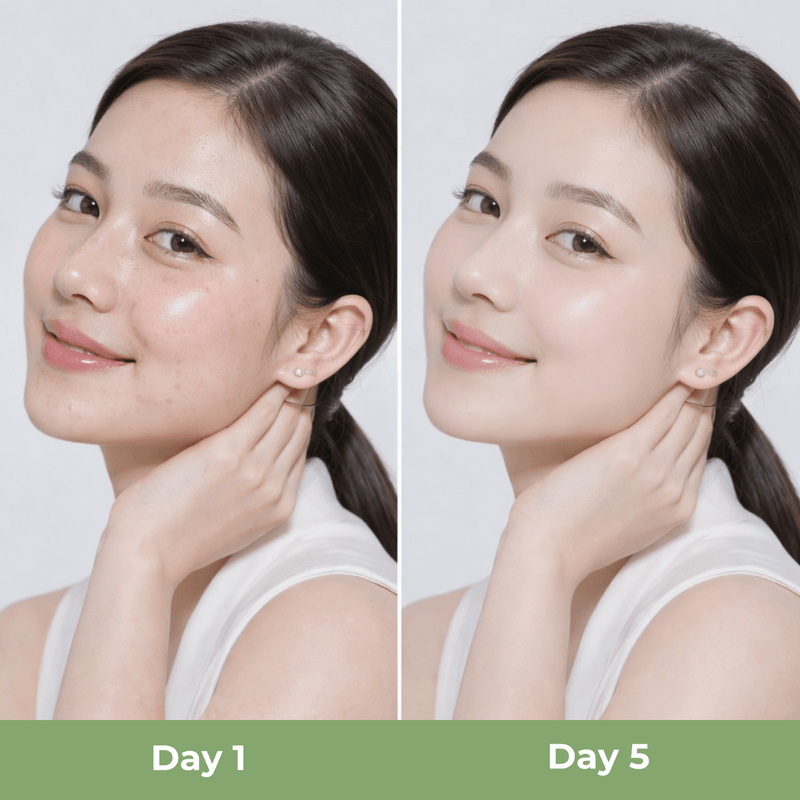 before and after skin showing clearer pores and smoother texture after toner use
