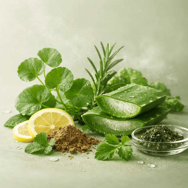 Olivine Beauty BioDTox ingredient with fresh botanical elements supporting skin balance and refreshed appearance