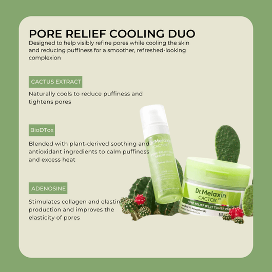 Olivine Beauty pore relief cooling duo with cactus extract BioDTox and adenosine for hydrated and refined-looking skin