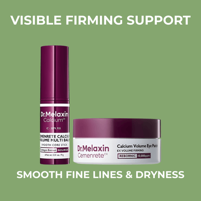 Olivine Beauty calcium balm stick and volume eye patch for visible firming support and smoother under eyes