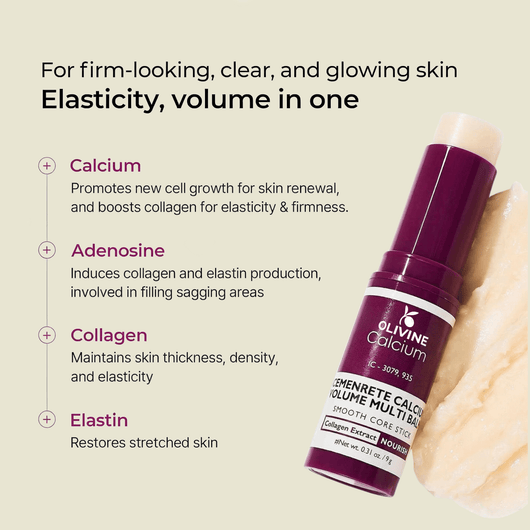 Olivine Beauty calcium multi balm with calcium adenosine collagen and elastin for skin elasticity and firmness support