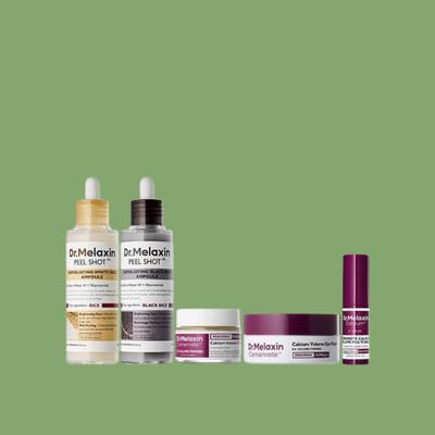 Olivine Beauty calcium skincare routine set including ampoule cream eye patch and balm
