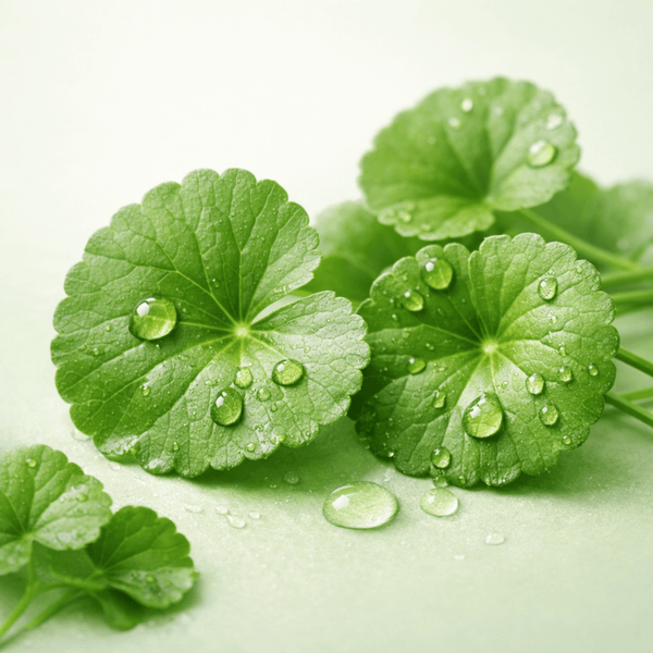 Olivine Beauty centella asiatica ingredient showing fresh leaves used to soothe irritation and support sensitive skin