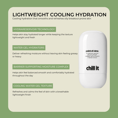 Olivine Beauty Chill It moisturizer key ingredients and lightweight hydration benefits section