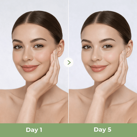 Before and after using cleansing balm showing clean smooth hydrated skin