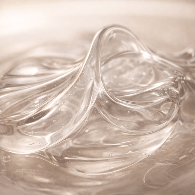 Olivine Beauty Collagen Extract ingredient showing clear gel texture supporting smoother more elastic looking skin