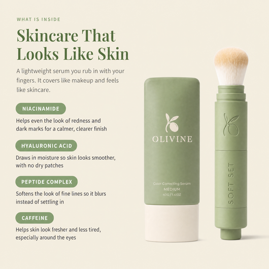 Color Correcting Serum ingredients, niacinamide, hyaluronic acid, peptide complex and caffeine