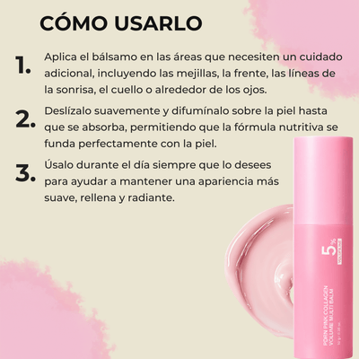 Guía de tres pasos para aplicar correctamente el Bálsamo de Colágeno Rosa con PDRN.