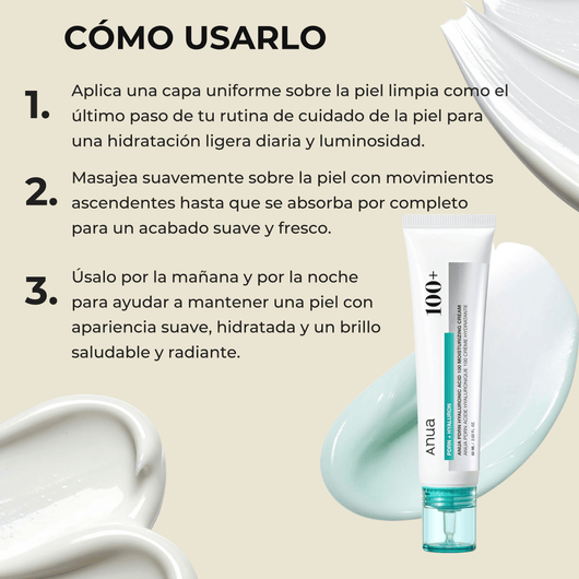 Guía de uso de la crema Olivine Beauty PDRN Ácido Hialurónico para hidratación diaria