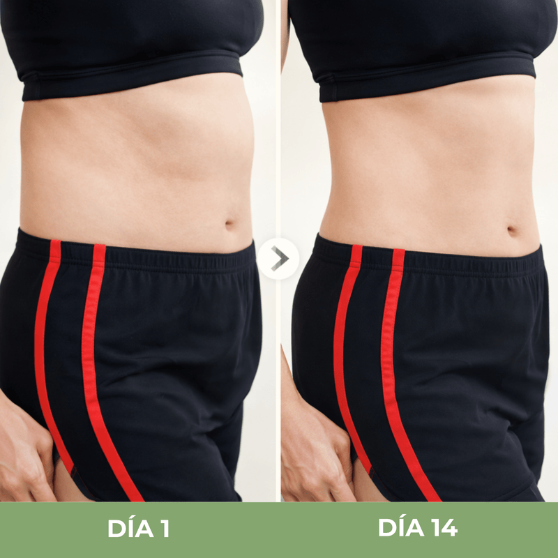 Comparación corporal Día 1 y Día 14 con Olivine Beauty Cryo Thermo Firming Gold Gel