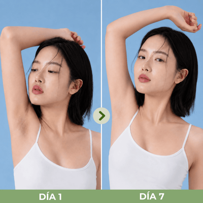 Comparacion visual de la apariencia de las axilas entre el Dia 1 y el Dia 7