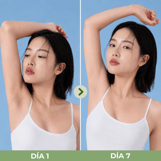Comparacion visual de la apariencia de las axilas entre el Dia 1 y el Dia 7