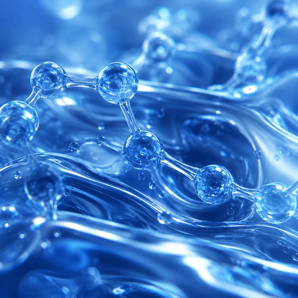 Blue copper peptide inspired skincare texture with luminous elastic hydration waves