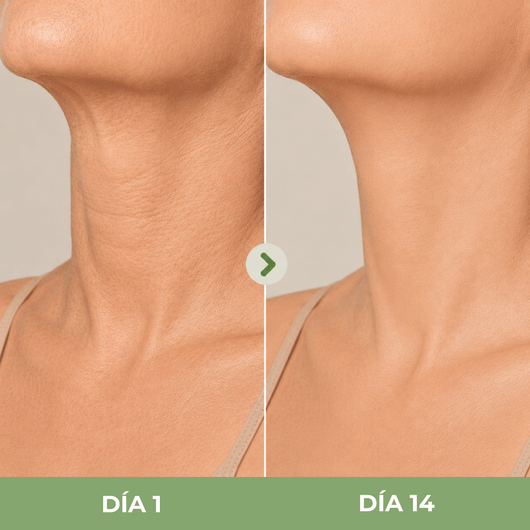 Olivine Beauty comparación cercana del cuello mostrando una apariencia más lisa y firme.