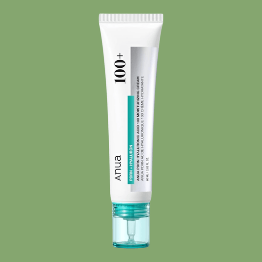 Crema hidratante Olivine Beauty PDRN Ácido Hialurónico sobre fondo verde suave