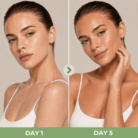 Close up Day 1 and Day 5 bronzed skin comparison using CYKLAR Self Tanning Milky Essence
