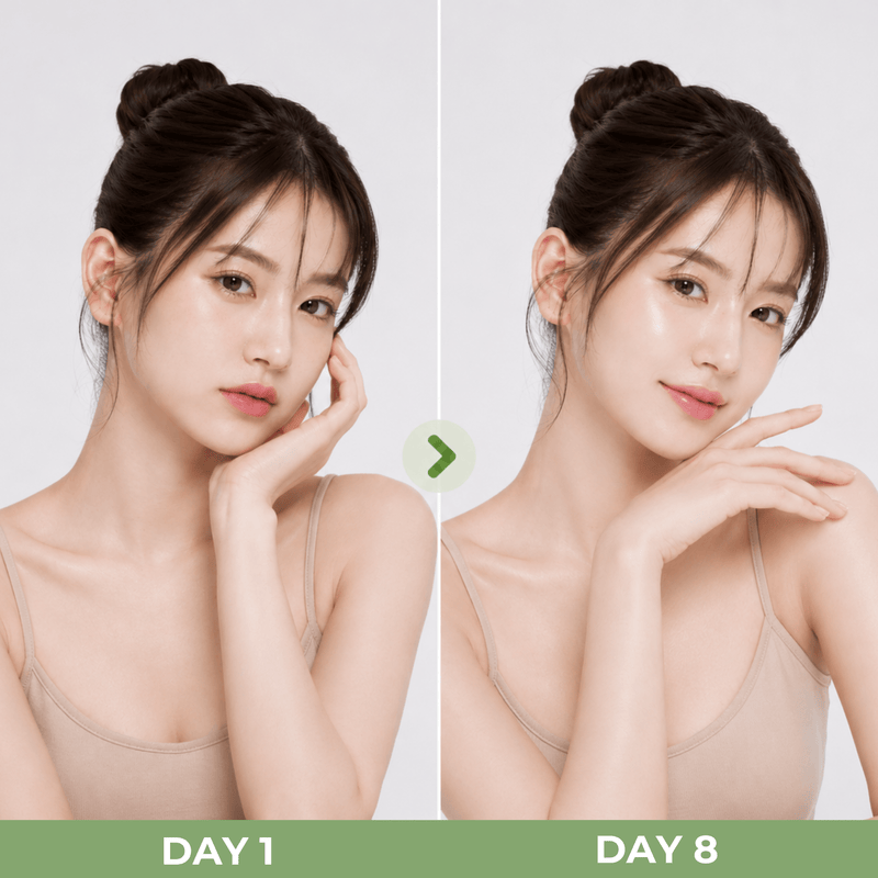 Before and after comparison showing smoother and more radiant-looking skin.