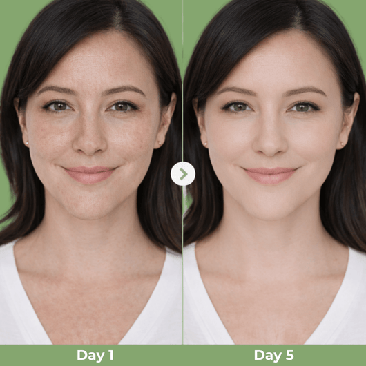 Olivine Beauty Dubai Peptide Clay Mask visible skin texture improvement day 1 vs day 5 results