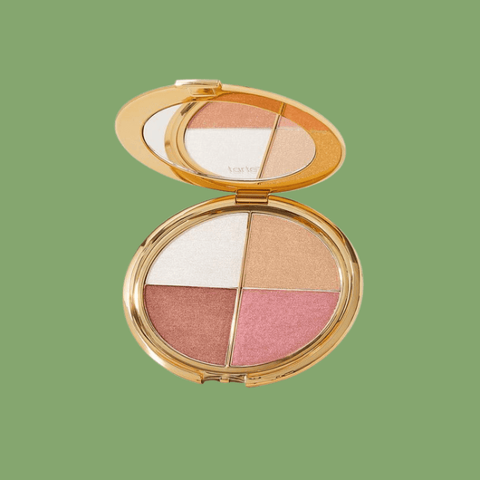 Olivine Beauty eye and cheek palette gold compact with blush contour highlight powders