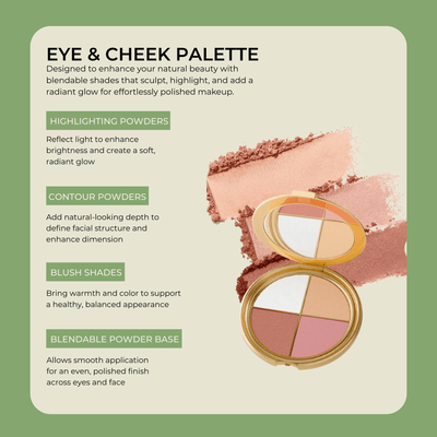 Olivine Beauty eye and cheek palette highlighting powders contour blush blendable makeup