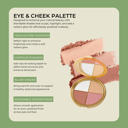 Olivine Beauty eye and cheek palette highlighting powders contour blush blendable makeup