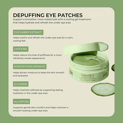 olivine beauty eye patches ingredients including caffeine cucumber and hyaluronic acid