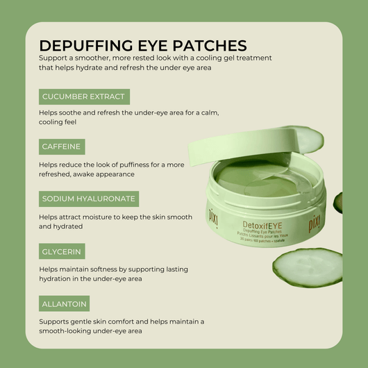 olivine beauty eye patches ingredients including caffeine cucumber and hyaluronic acid