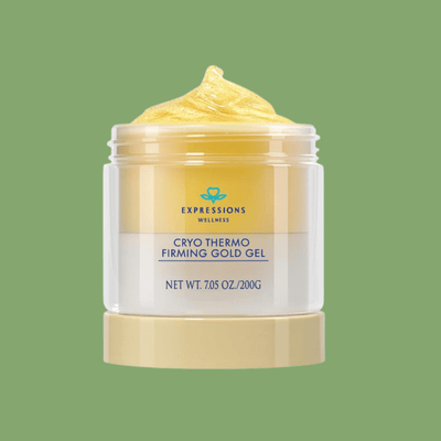 Firming gold gel anti cellulite cream jar for smoothing and tightening skin