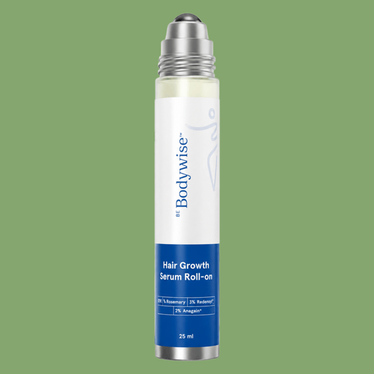 Olivine Beauty Hair Growth Serum Roll-On bottle featuring Rosemary, Redensyl, and Anagain for scalp and hair care support.