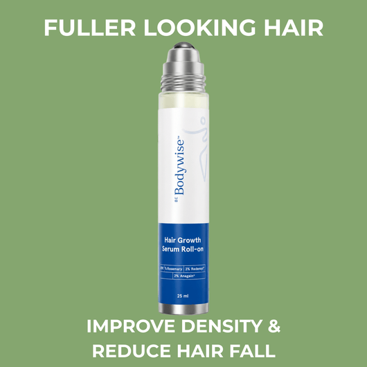 Olivine Beauty Hair Growth Serum Roll-On supporting fuller-looking hair, improved density, and reduced visible hair fall.