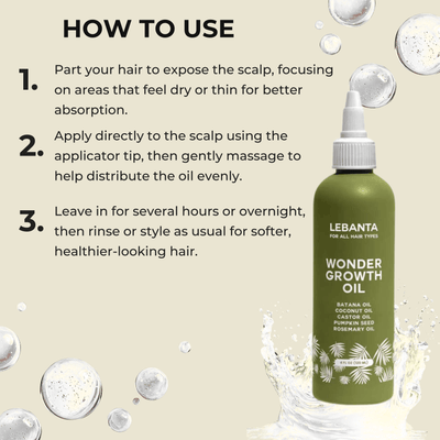 Step by step guide applying hair oil to scalp using applicator