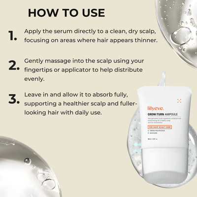 Step by step instructions for applying hair serum to scalp for better hair thickness