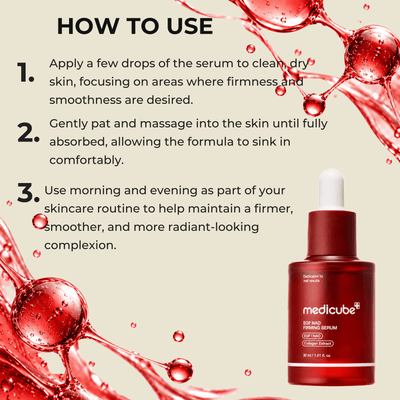 Step-by-step instructions for applying NAD EGF Firming Serum.