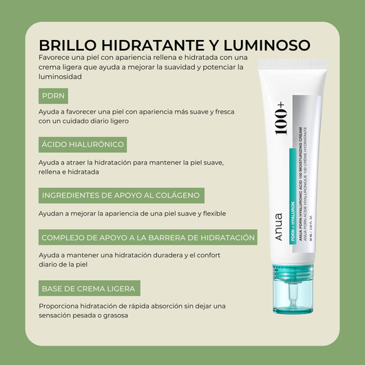 Ingredientes y beneficios hidratantes de la crema Olivine Beauty PDRN Ácido Hialurónico