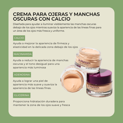 Ingredientes de Olivine Beauty crema para ojeras con calcio niacinamida adenosina y glicerina