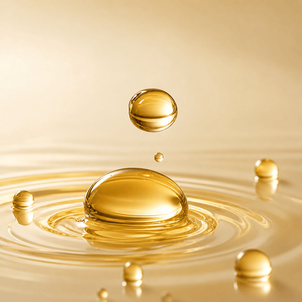 Clear jojoba oil droplets showing lightweight hydration and balanced moisture for smoother looking skin