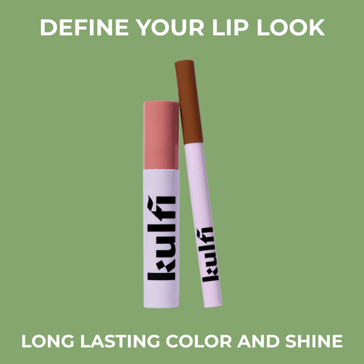 Olivine Beauty Kulfi Double Date Duo featuring lip liner and lip oil for long-lasting color and glossy shine.