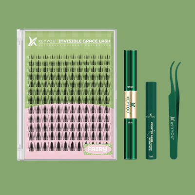 Lash cluster kit with soft defined wispy manga style lashes
