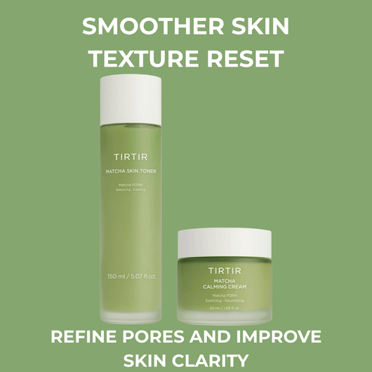 Olivine Beauty matcha skincare helping improve skin texture and refine pores for clearer looking skin