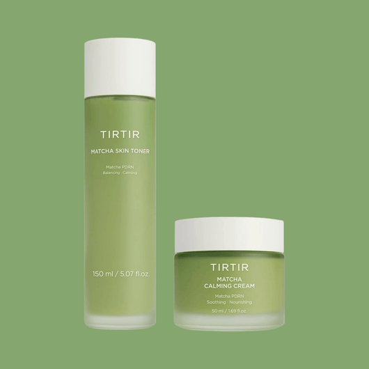 Olivine Beauty matcha PDRN toner and calming cream duo for hydration and skin calming