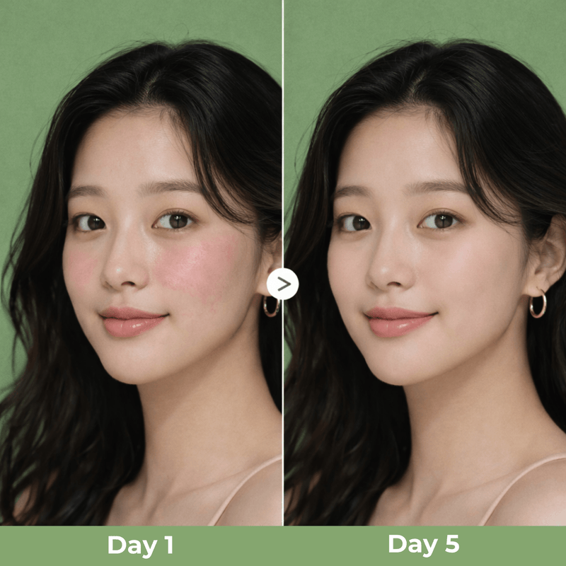 Skin texture improvement from day 1 to day 5 with smoother and clearer appearance