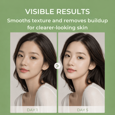 Before and after showing smoother skin texture and clearer appearance after exfoliation