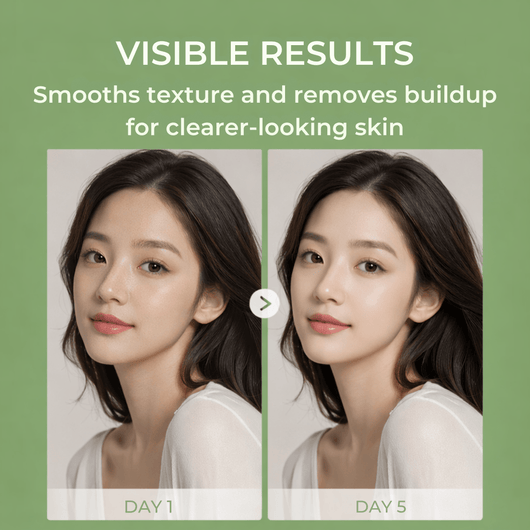 Before and after showing smoother skin texture and clearer appearance after exfoliation