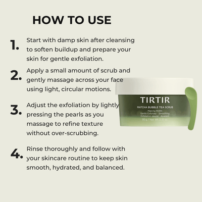 How to use matcha bubble tea scrub for gentle exfoliation and smooth skin