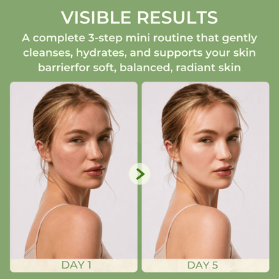 Before and after skincare results showing smoother hydrated skin